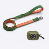 Set guinzaglio e porta sacchetti per escrementi - Verde Arancione
