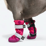 Stivaletti da pioggia per cani, Scarpette impermeabili per cani - Camo Fucsia