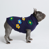 Maglione per cane lavorato a maglia - Fiori Blu Verdi Gialli