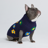 Maglione per cane lavorato a maglia - Fiori Blu Verdi Gialli