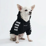 Felpa con cappuccio per cani "WOOF" - Nera e Riflettente