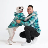 Maglione in Velluto per Cani - Turchese a Quadri