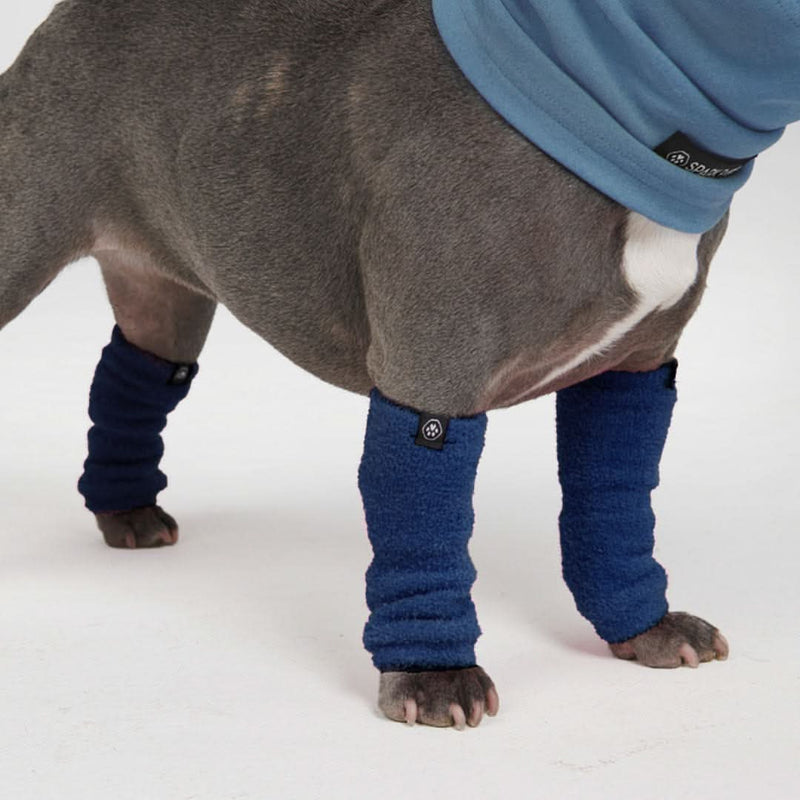 Manicotti Riscaldanti in Pile Elasticizzato per Gambe - Blu Navy