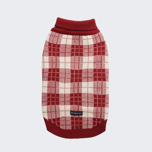Maglione per cane lavorato a maglia - Quadretti rossi
