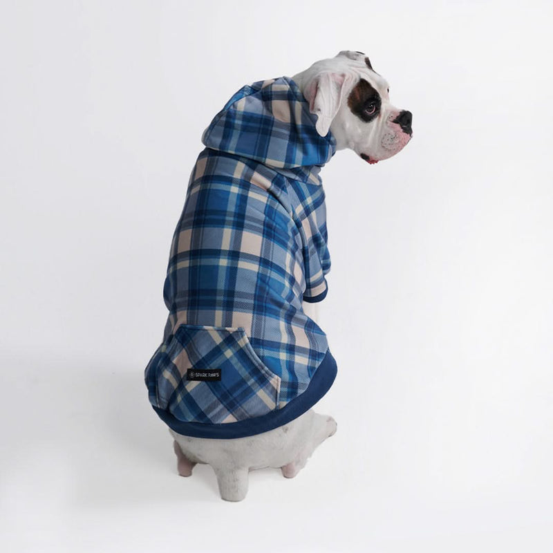 Felpa con Cappuccio per Cani Plaid Blu