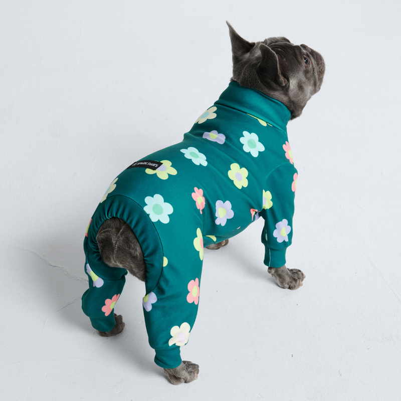 Pigiama per Cani - Fiori Verde