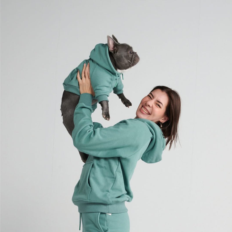 Felpa con cappuccio Essential Human - Verde acqua