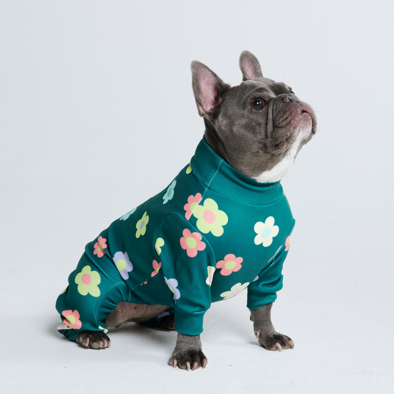 Pigiama per Cani - Fiori Verde