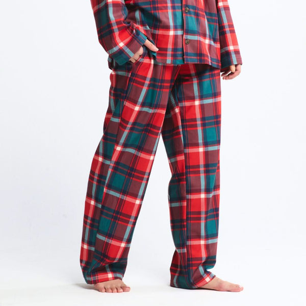 Pantaloni del pigiama umano - Scozzese verde e rosso