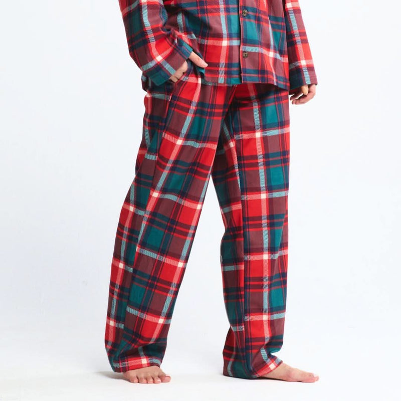 Pantaloni del pigiama umano - Scozzese verde e rosso