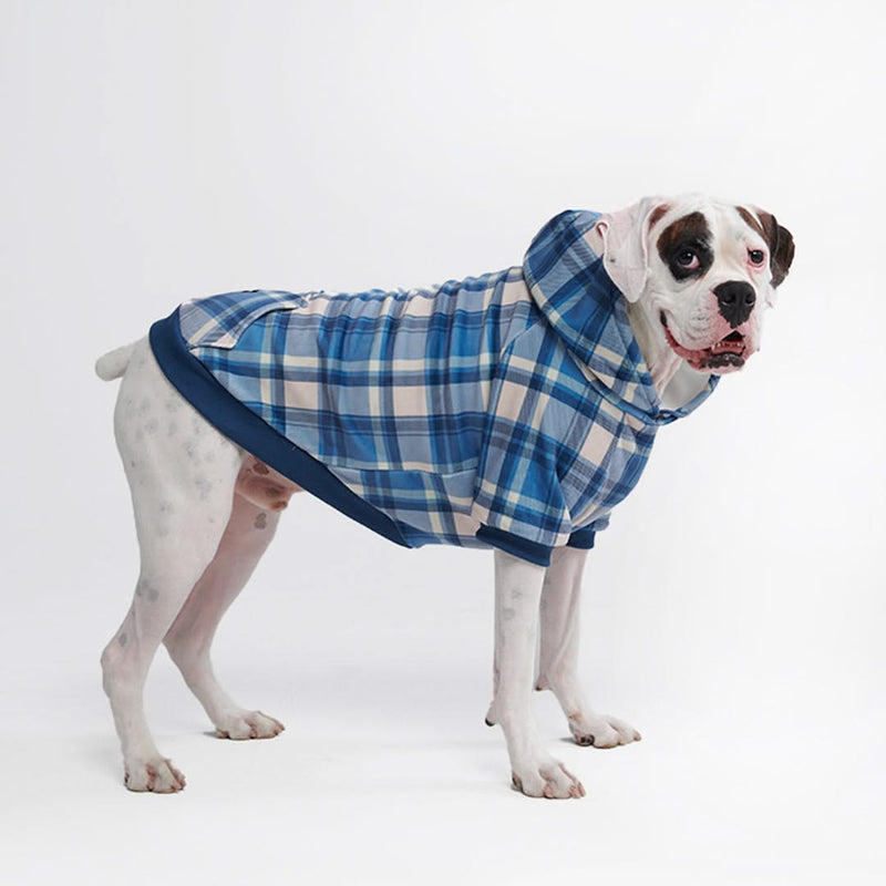 Felpa con Cappuccio per Cani Plaid Blu