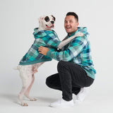 Maglione in Velluto per Cani - Turchese a Quadri
