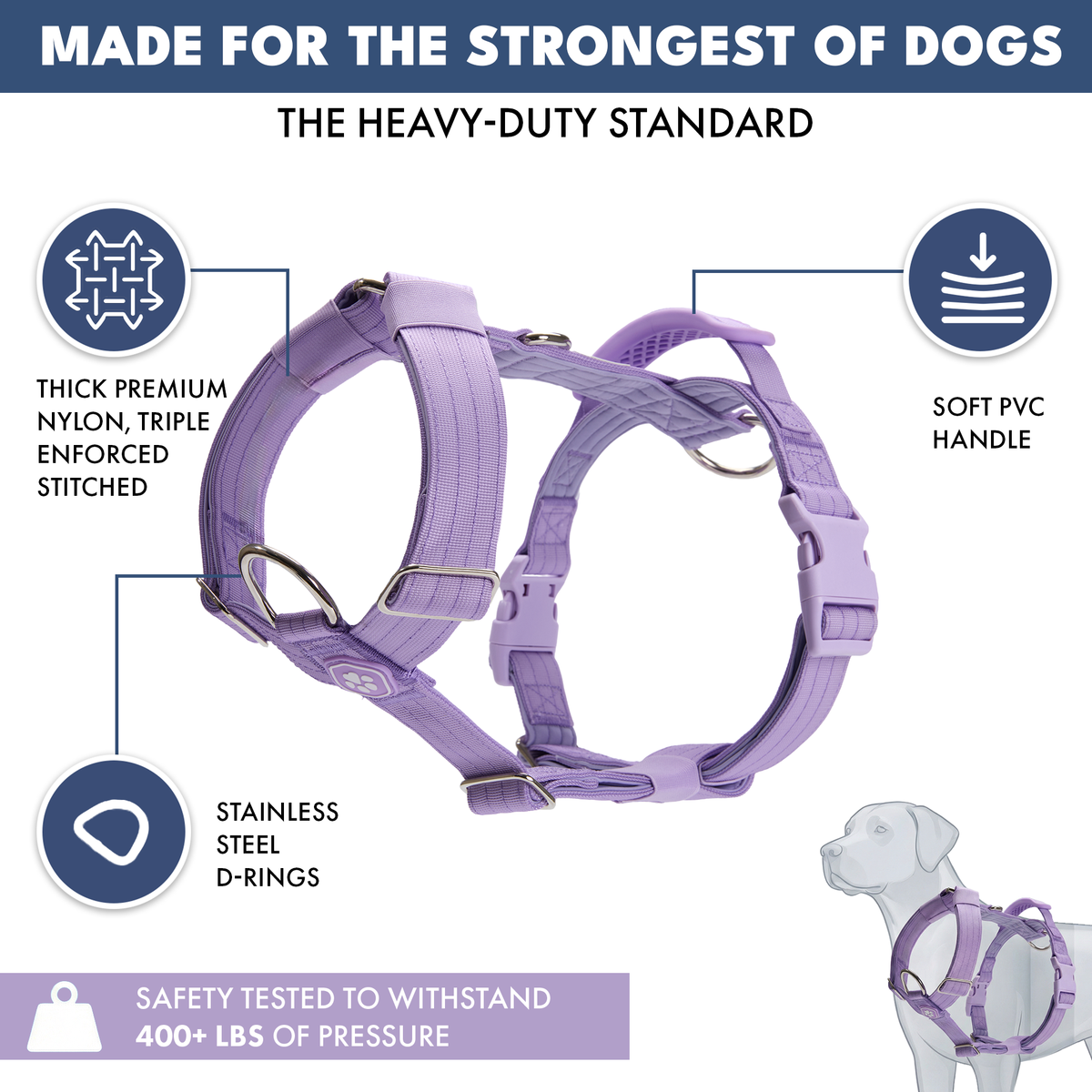SLA290 Pettorina Regolabile Per Cani Taglia S – Collare Comfort In Nylon Viola, Larghezza 15 Mm, Giro Collo 35-50 Cm - 3