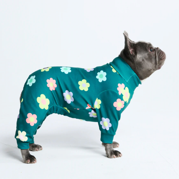 Pigiama per Cani - Fiori Verde