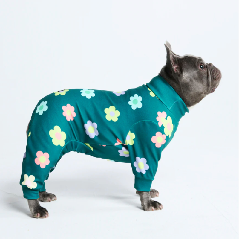 Pigiama per Cani - Fiori Verde