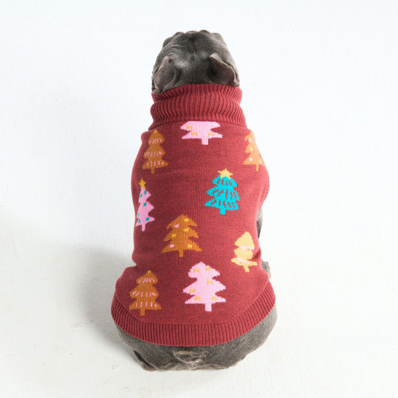 Maglione natalizio a maglia per cani – Alberi di zucchero castagna