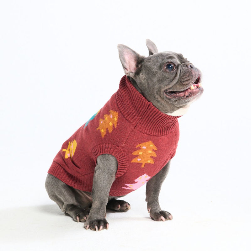 Maglione natalizio a maglia per cani – Alberi di zucchero castagna