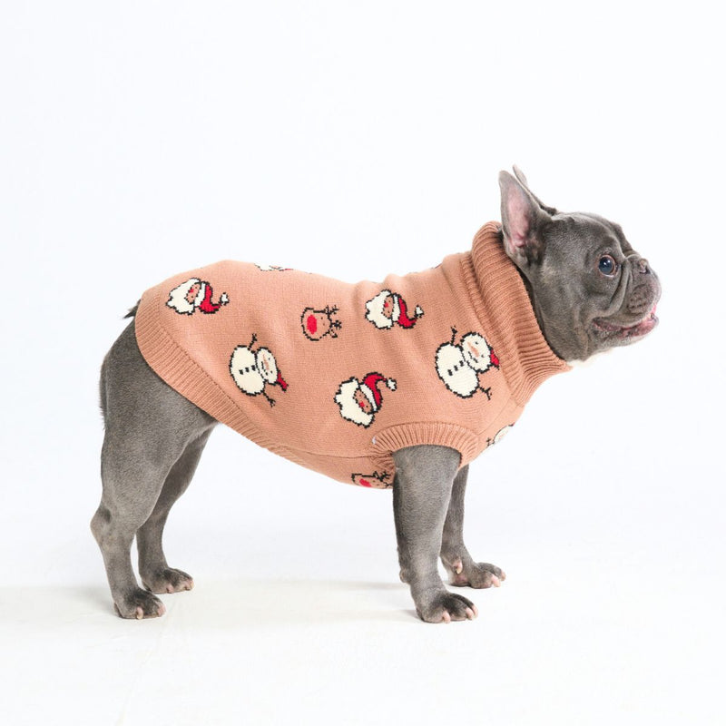Maglione natalizio a maglia per cani – Babbo Natale & Rudolph