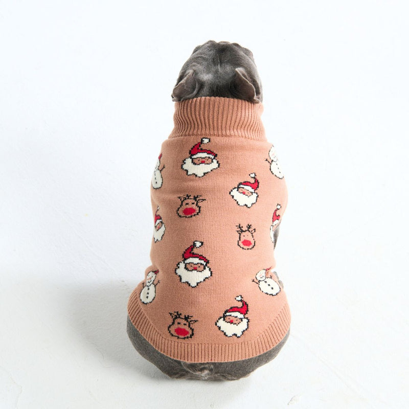 Maglione natalizio a maglia per cani – Babbo Natale & Rudolph