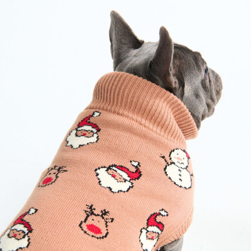 Maglione natalizio a maglia per cani – Babbo Natale & Rudolph