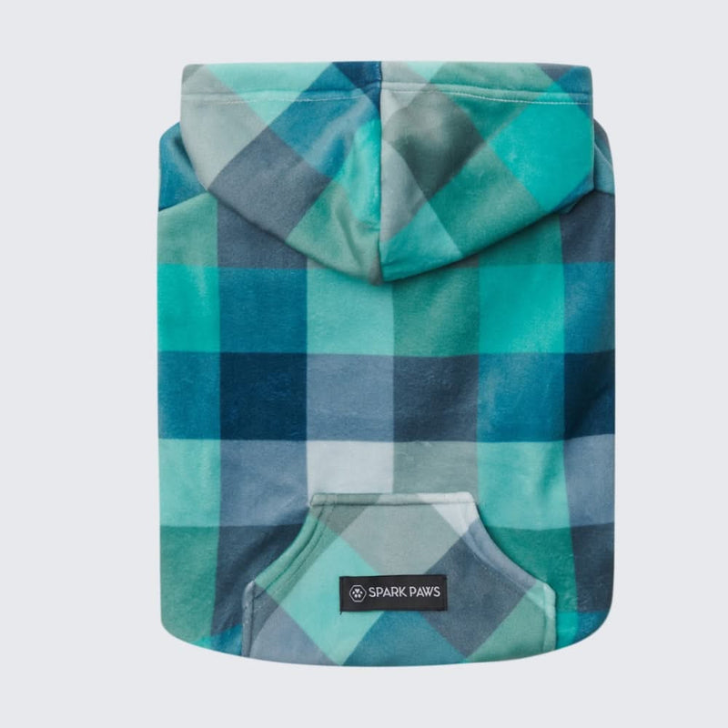 Maglione in Velluto per Cani - Turchese a Quadri