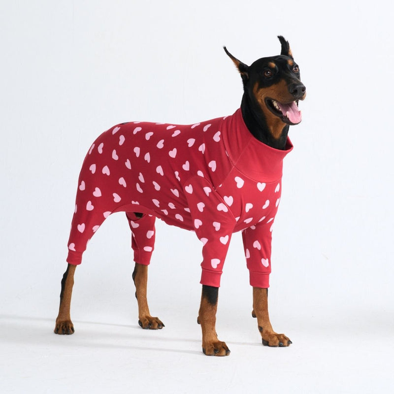 Pigiama per Cani - Cuori Rossi