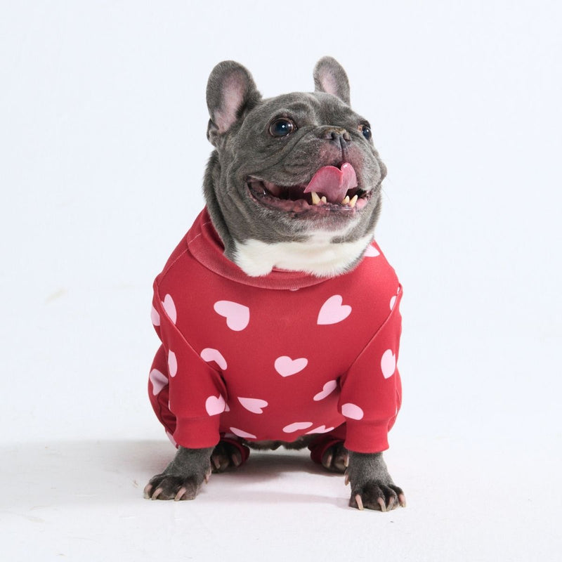 Pigiama per Cani - Cuori Rossi