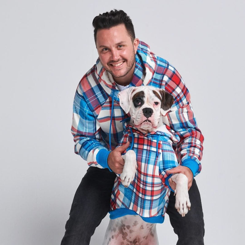 Maglione Plaid per Umani - Quadretti blu e rossi
