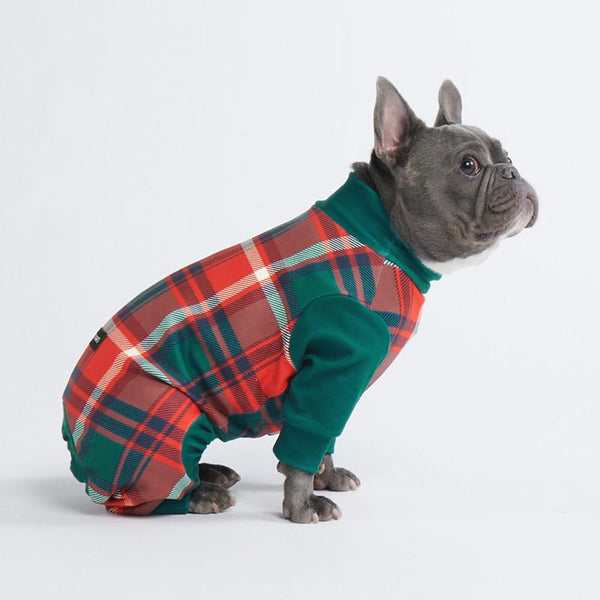 Pigiama per Cani - Plaid Verde e Rosso