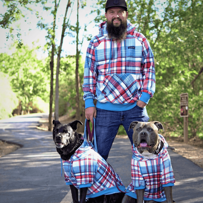Maglione Plaid per Umani - Quadretti blu e rossi