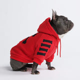 Felpa per cani con cappuccio "WOOF" - Rossa